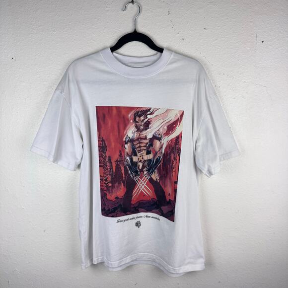 Darc Sport x Marvel Wolverine 'Still Standing' White Graphic Tee (410/1000) Sz L - Picture 1 of 9